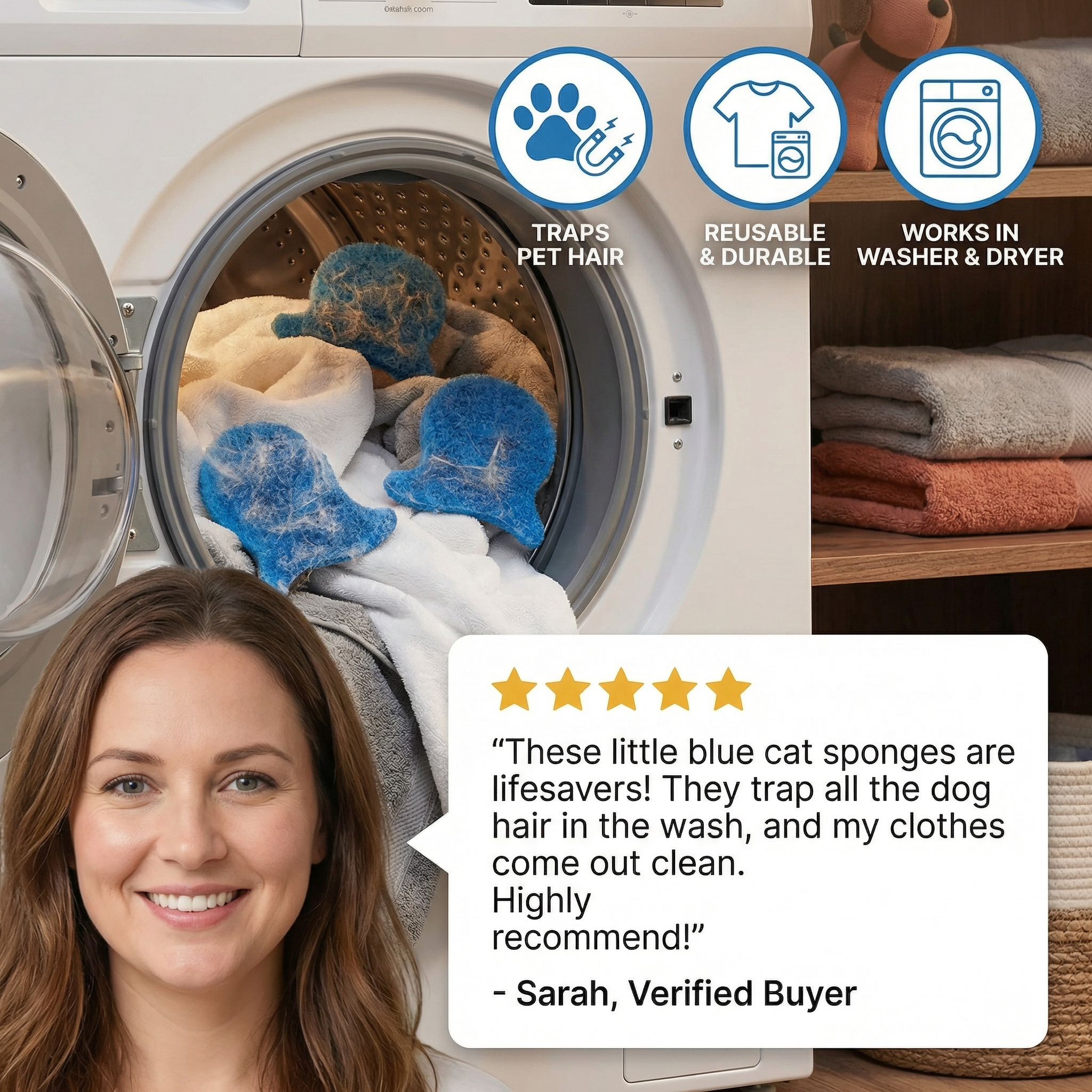 Washing Machine Pet Hair Remover – Sticky Lint Catcher for Dog & Cat Hair
