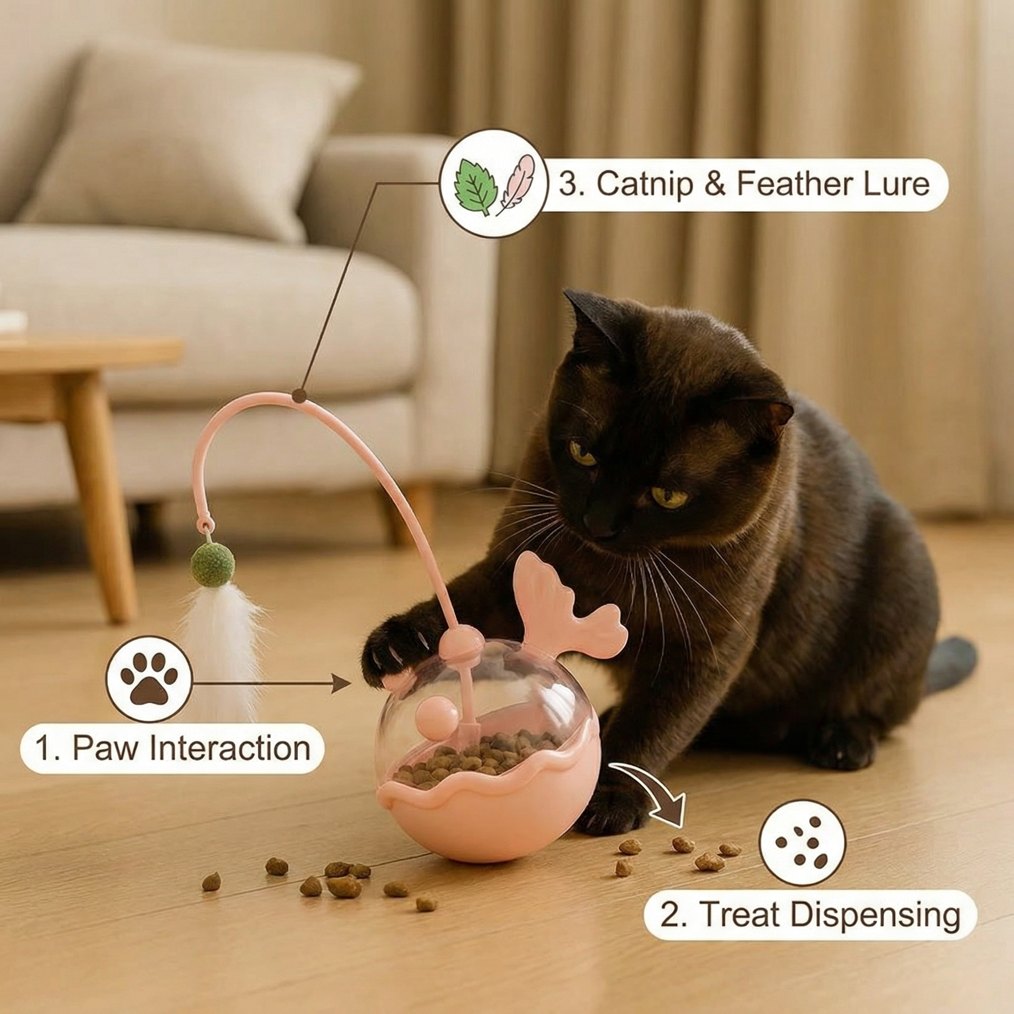 Catnip Lantern Fish Treat Dispenser Toy for Cats