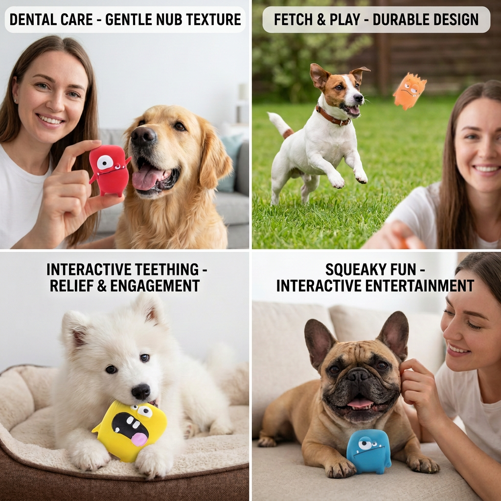 Durable Natural Monster Latex Dental Squeaky Dog Toy