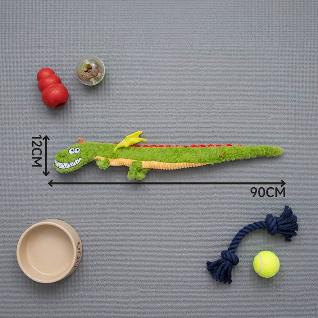 Durable Plush Dragon Dog Toy – Squeaky Crinkle Tug Toy