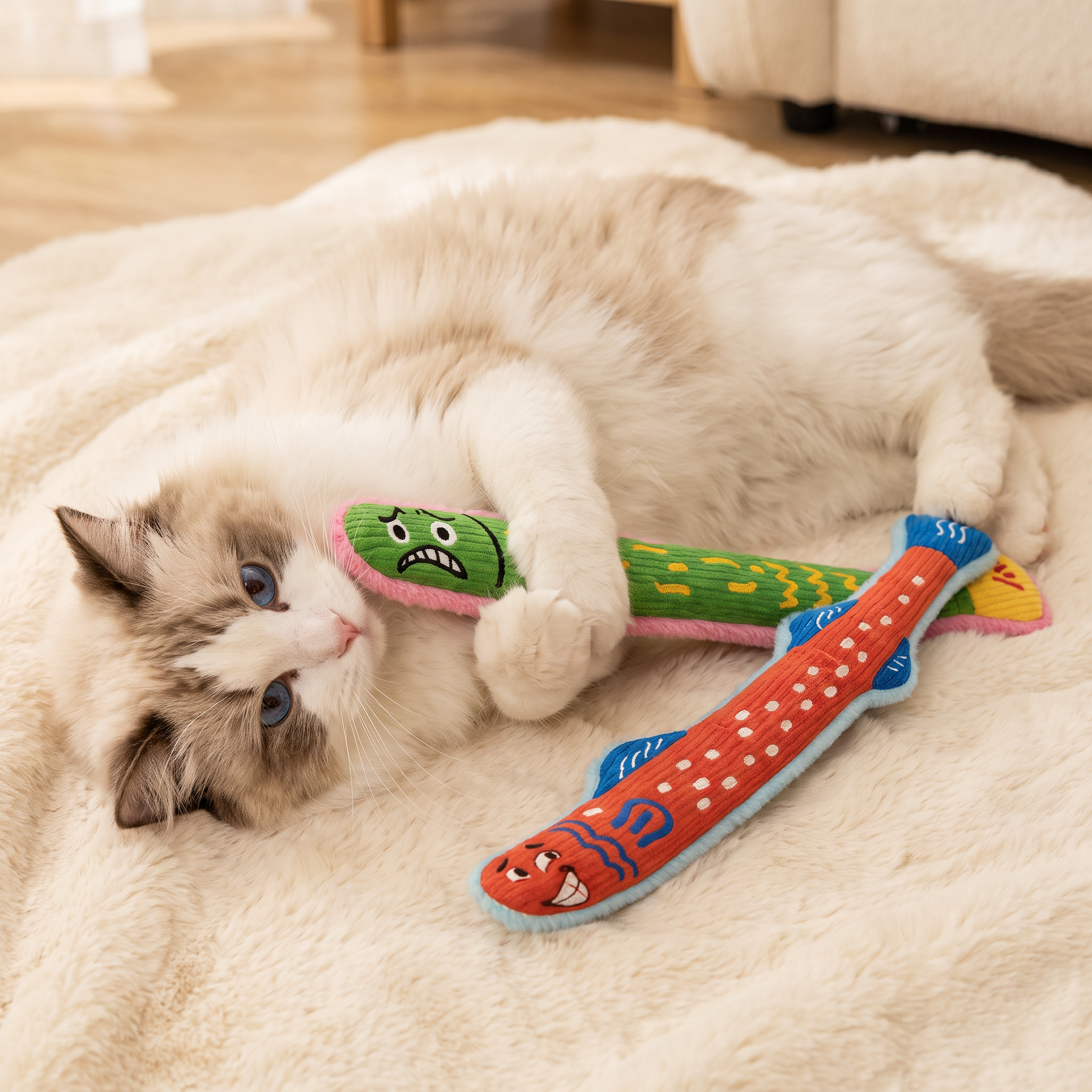 Catnip Crinkle Kicker Toy – Plush Cat Kick & Cuddle Toy