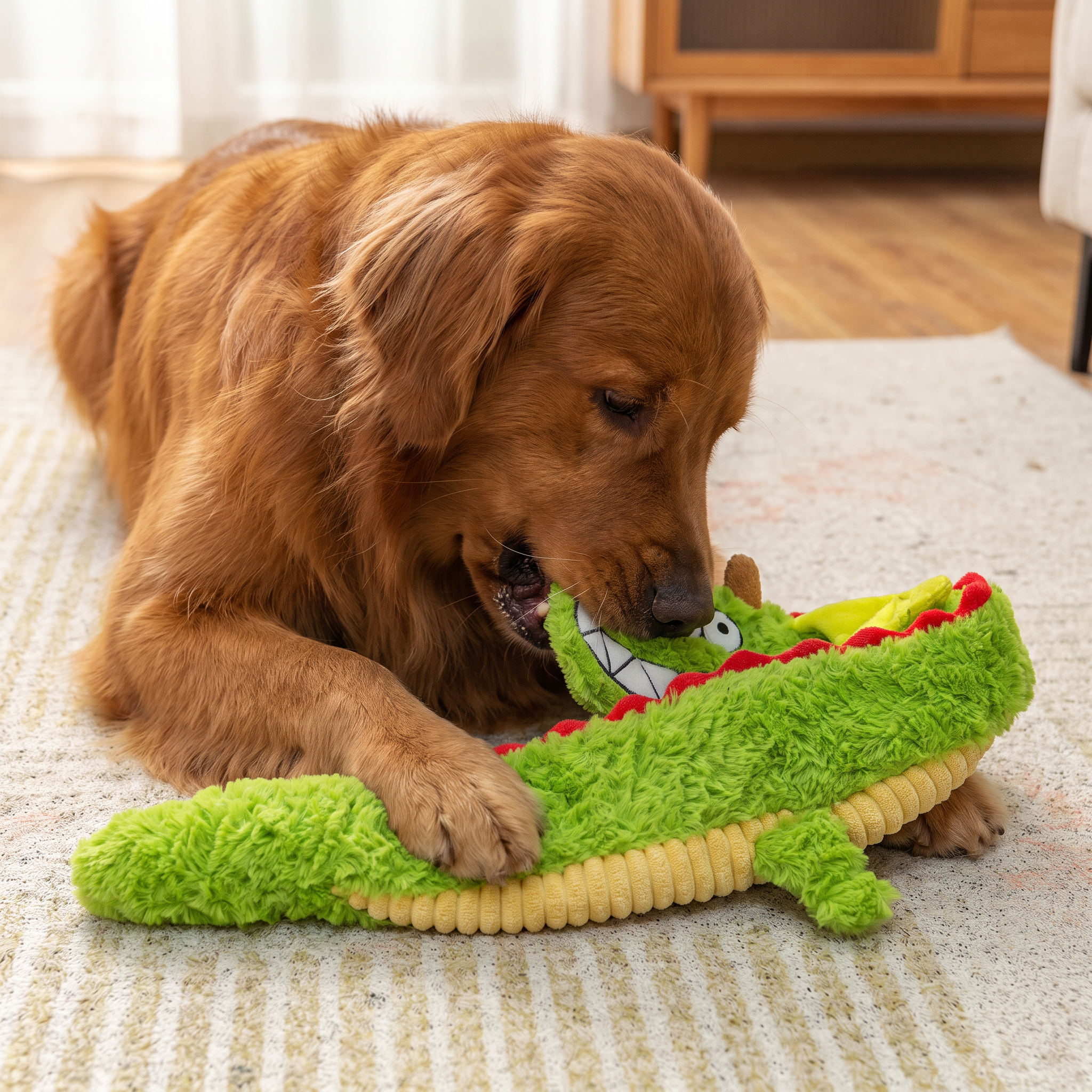Durable Plush Dragon Dog Toy – Squeaky Crinkle Tug Toy