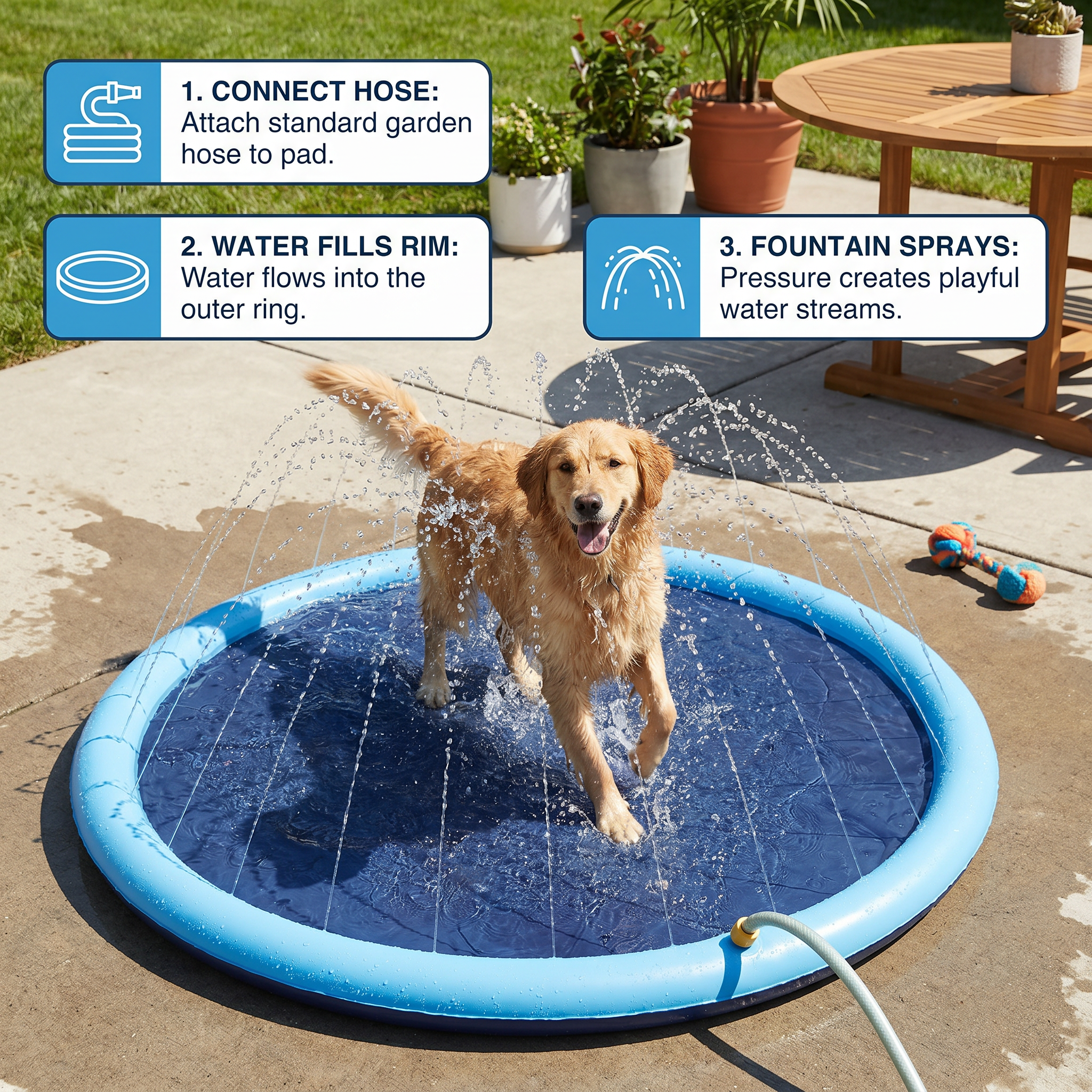 Durable Dog Fountain Splash Pad  - Summer Toy