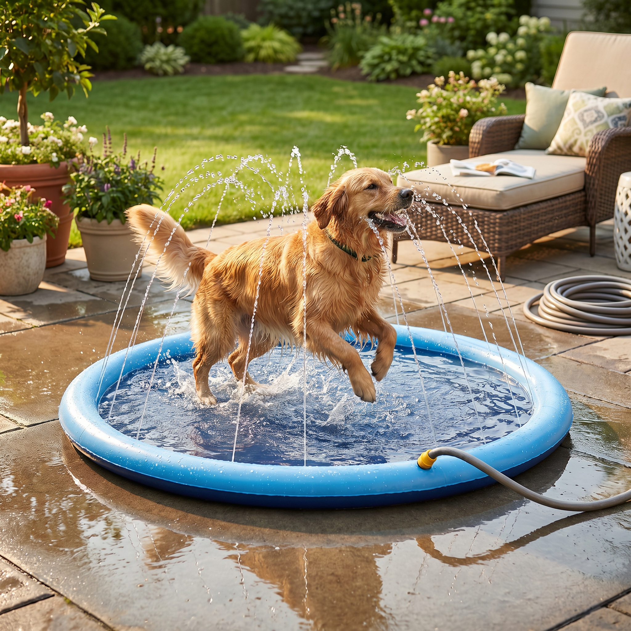 Durable Dog Fountain Splash Pad  - Summer Toy