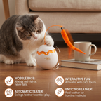 Interactive Wobble Egg Cat Toy – Automatic Feather Teaser