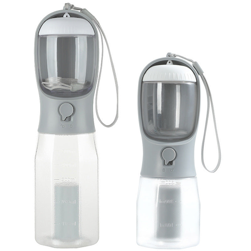 3 in 1 portable dog water bottle with food container and poop bag
