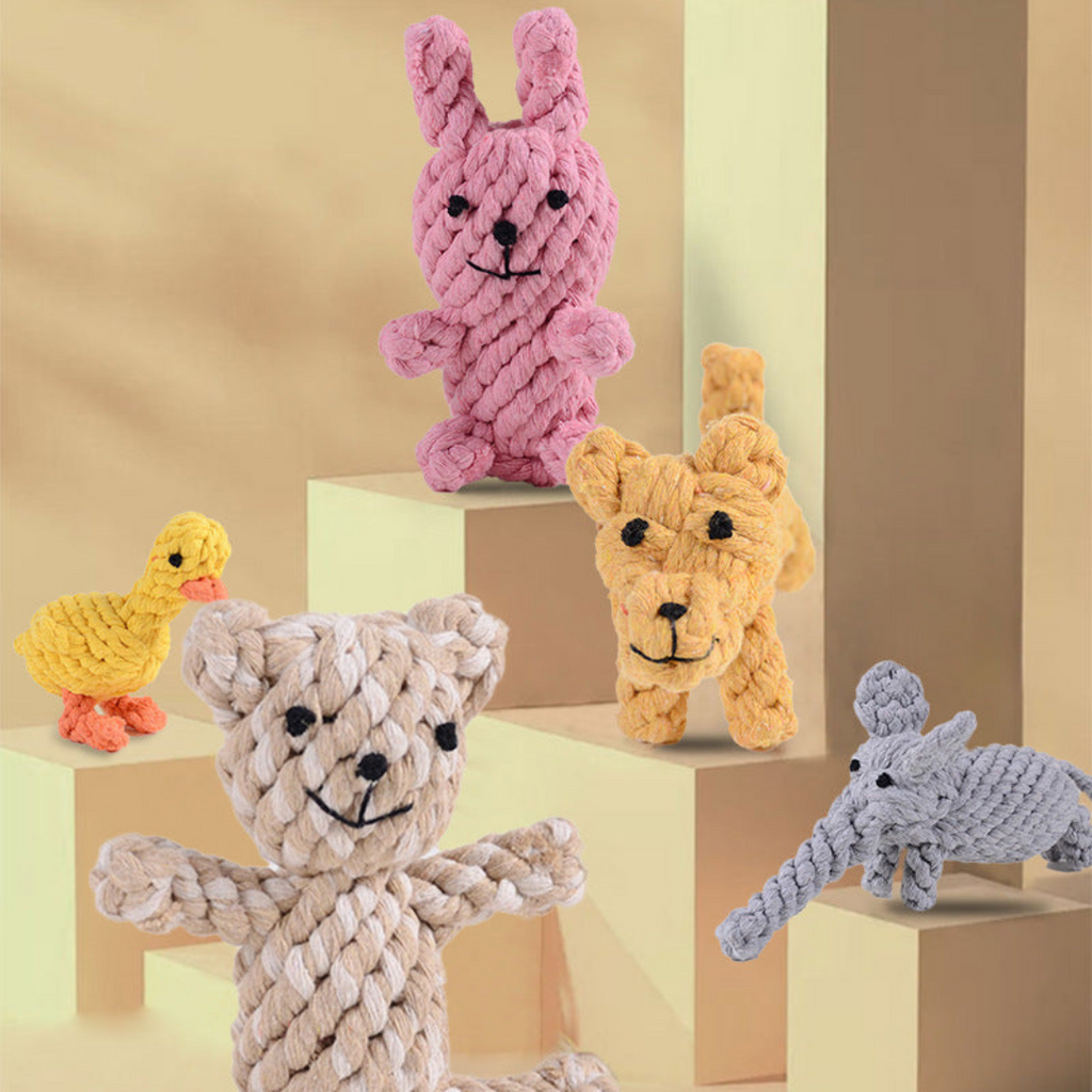 Robust chew toy set made from cotton