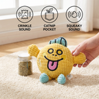 Crinkle Waffle Cat Toy with Catnip Pocket and Squeaky Sound