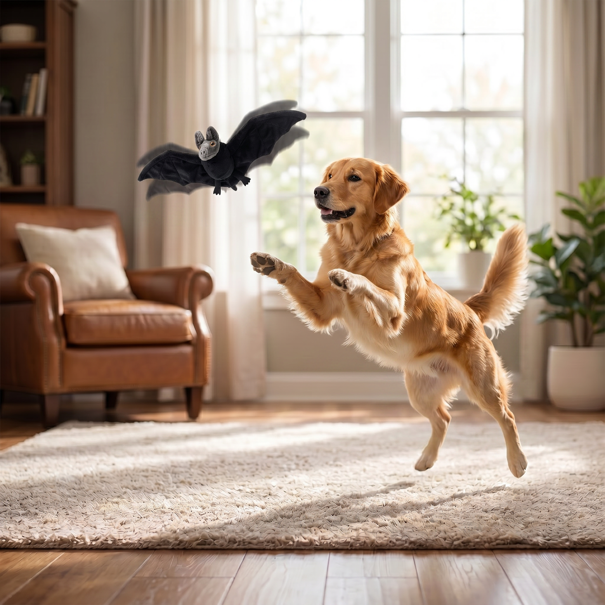 Touch—Activated Flapping Bat Dog Toy with Catnip