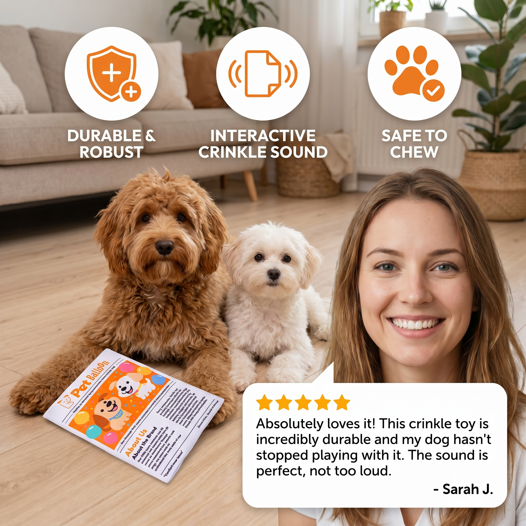 Durable Interactive Crinkle Newspaper Dog Toy