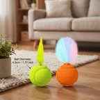 2-Pack Interactive Cat Balls – Plush Feather Tail & Squeaky Sound