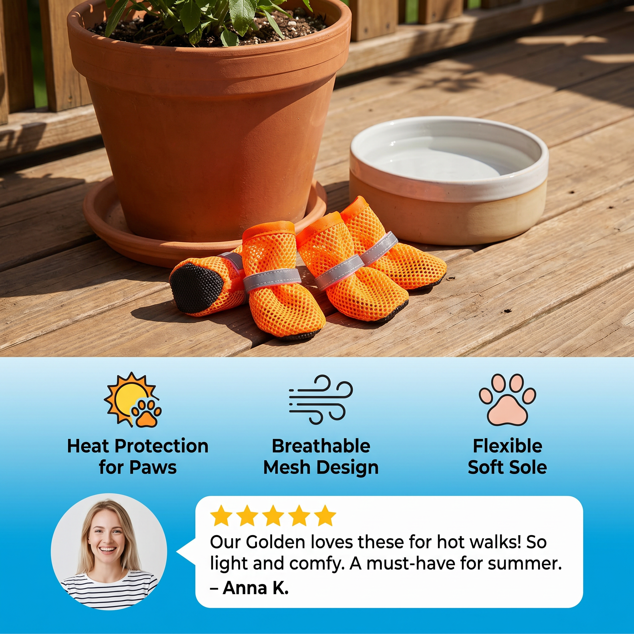 Breathable Mesh Dog Shoes for Hot Days – Soft Sole for Small & Large Dogs