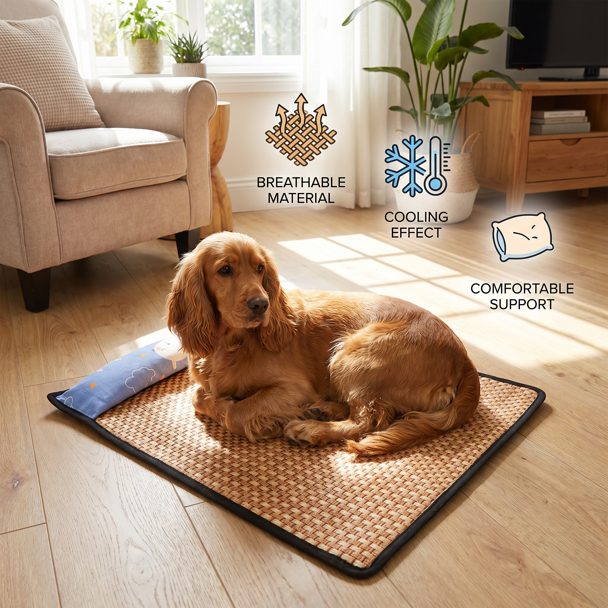 Breathable Rattan Dog Cooling Mat