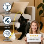 Wobbling feather and mint ball play station for cats