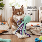 Large Octopus Plush Squeaky Dog Toy