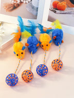 Stuffed Mouse with a String Sounding Bell Ball