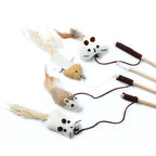 Colorful Wand Cat Toy with Wooden Handle