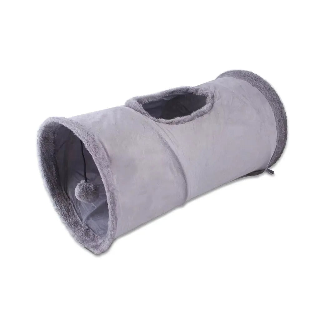 Collapsible Winter Suede Cat Tunnel