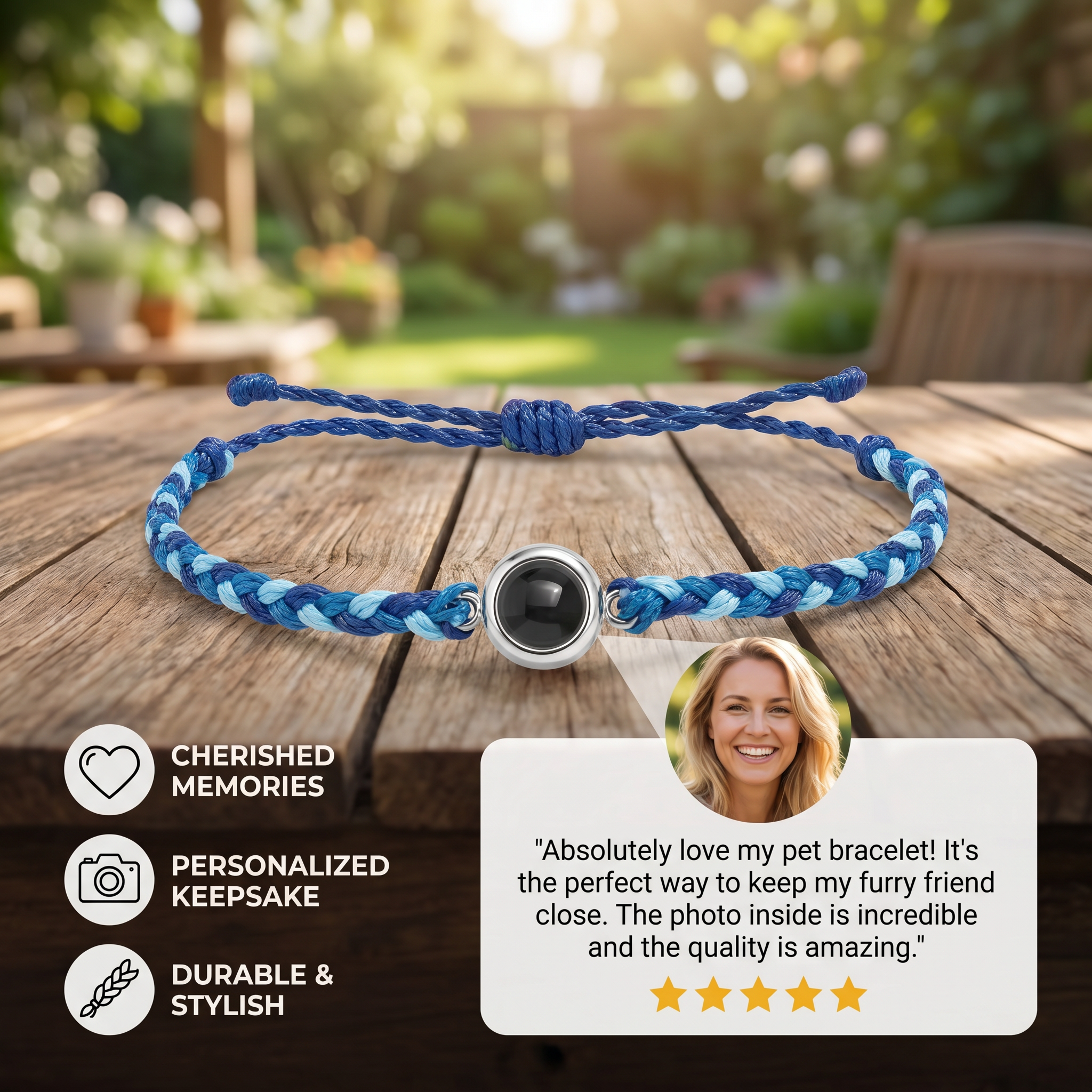 Personalized Pet Photo Projection Keepsake Bracelet