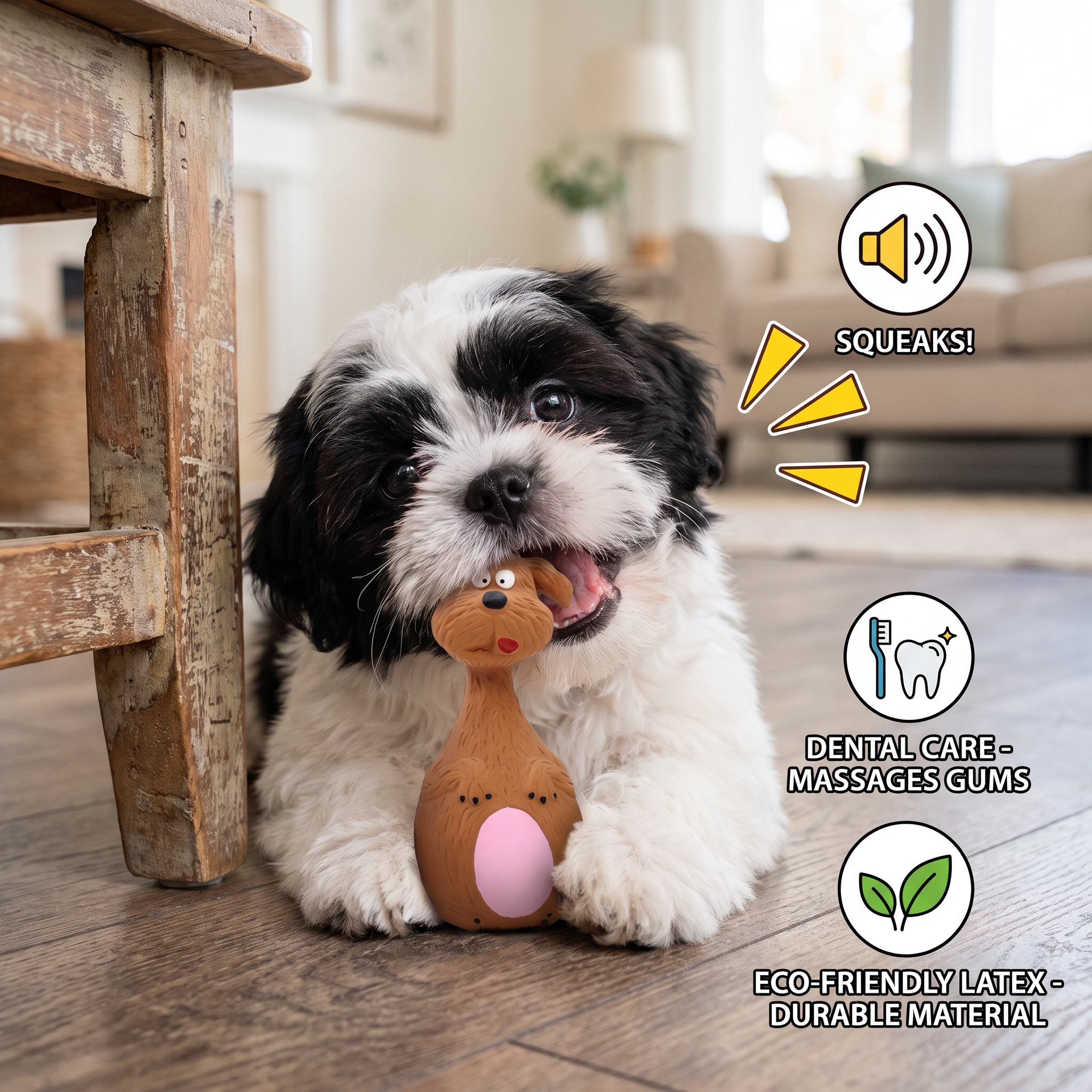 Durable Eco-Friendly Latex Squeaky Dental Dog Toy