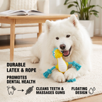 Durable Floating Dental Latex & Rope Dog Toy