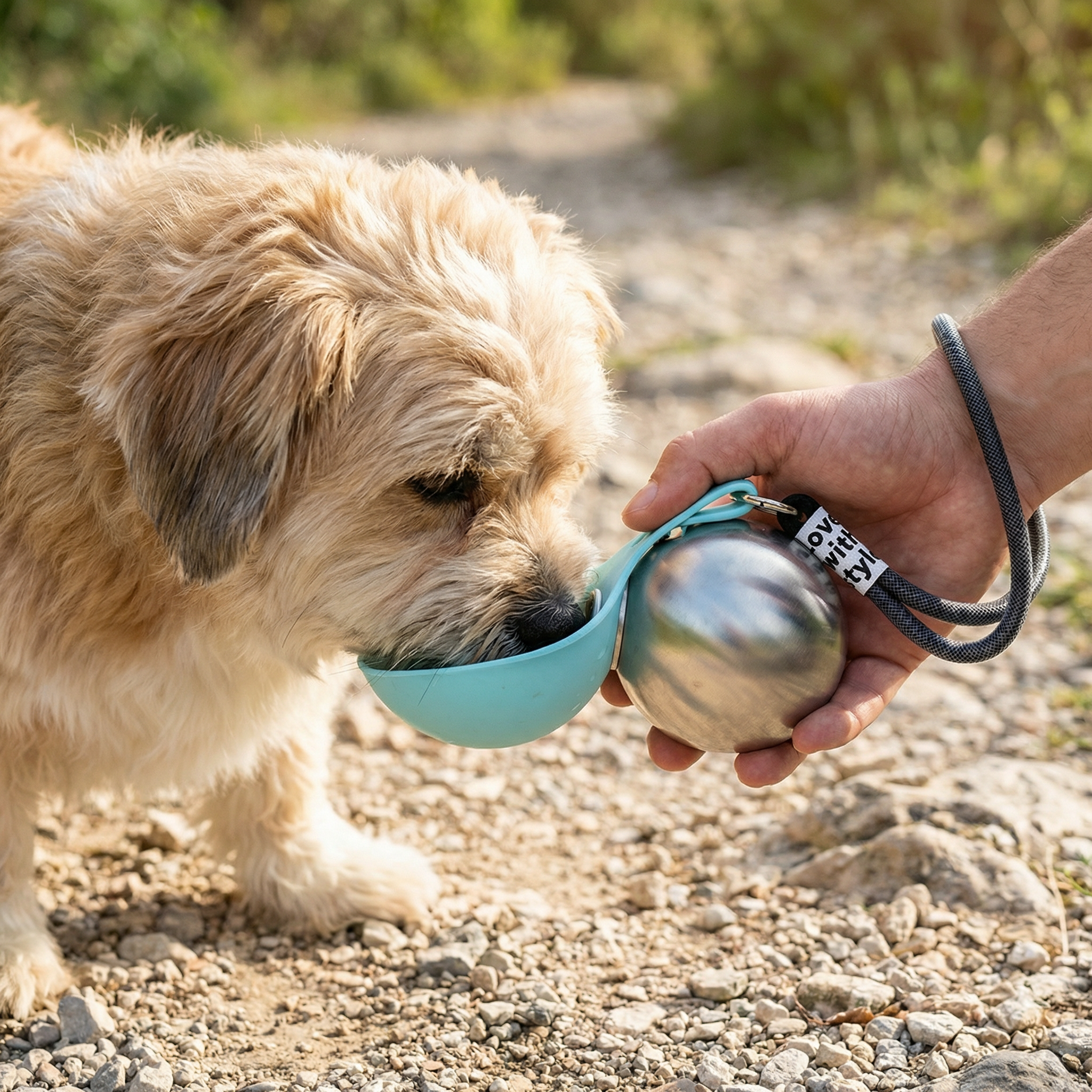 2-in-1 Dog Travel Water Bottle – Leakproof Stainless Steel Bottle with Silicone Bowl